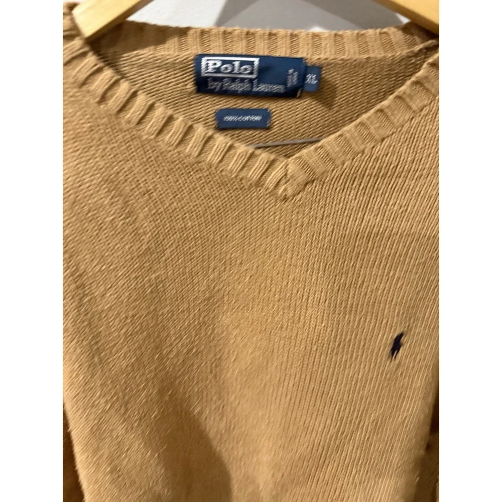 Ralph Lauren Polo Vintage‎ XL TAN Sweater 100% Cotton